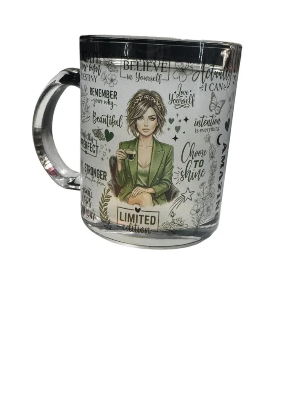 Inspirational Quotes Glass Coffee Mug for Women
